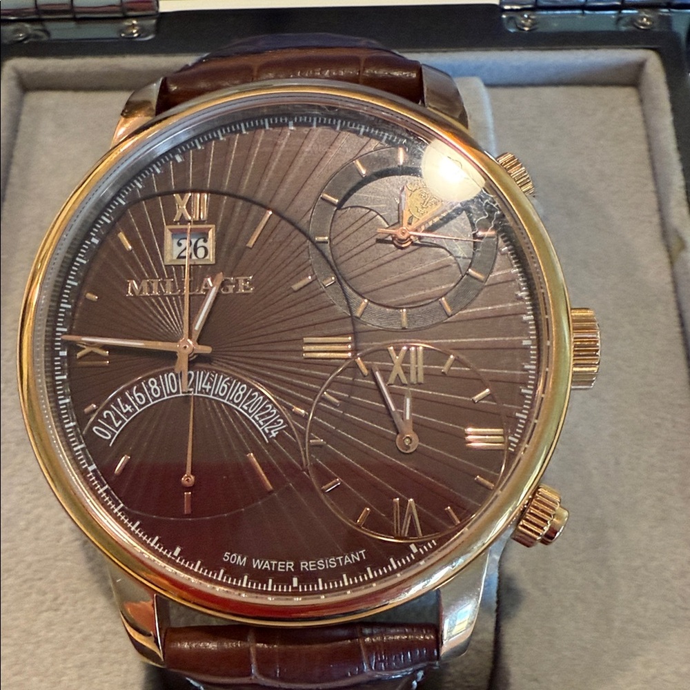 Millage Gold and Brown Chronograph Watch - Picture 4 of 11